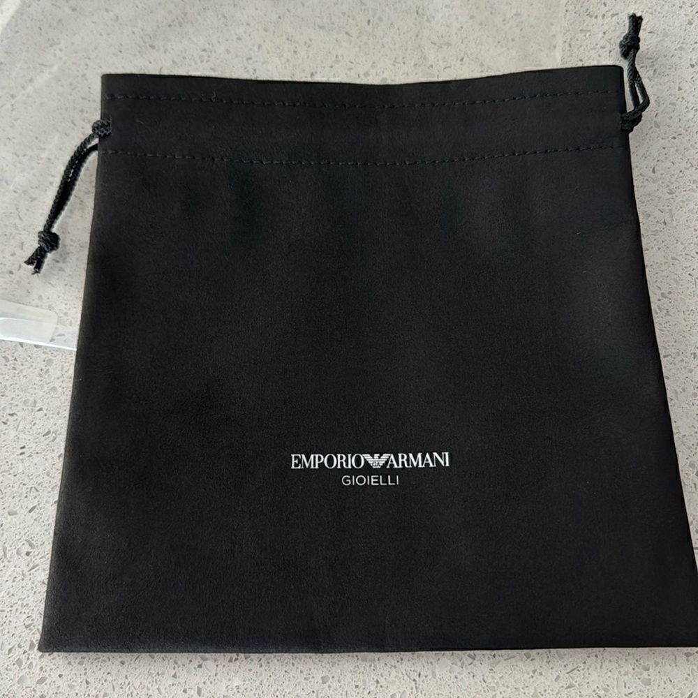NWT Emporio Armani Gioielli Pouch Back 8x8 Drawstring Darkest Brown Bag